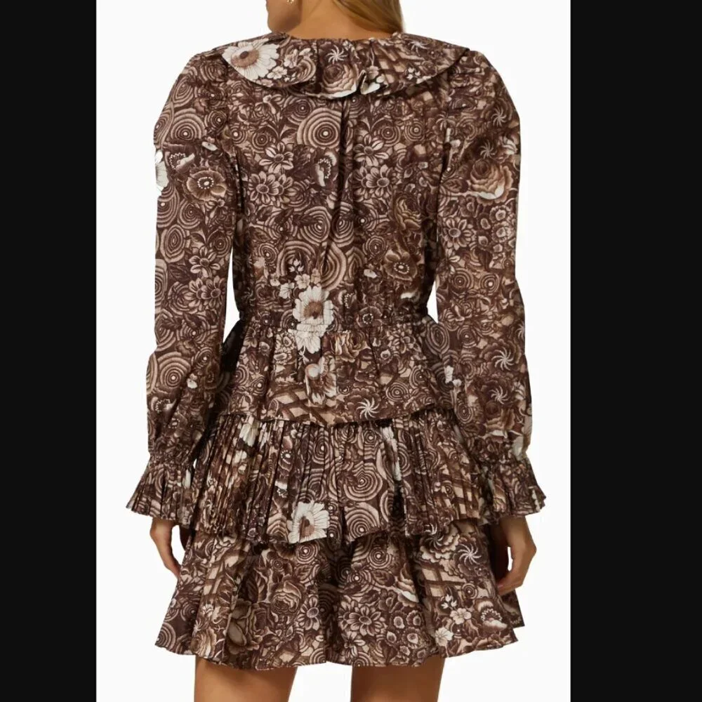 Ulla Johnson Lola Long Sleeve Floral Ruffle Mini Dress Size 4 - Picture 2 of 12